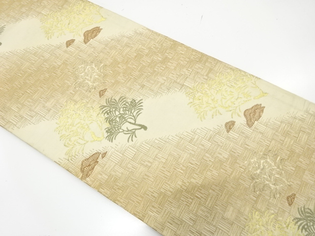 アンティーク　樹木に変わり市松模様織り出し丸帯（材料）